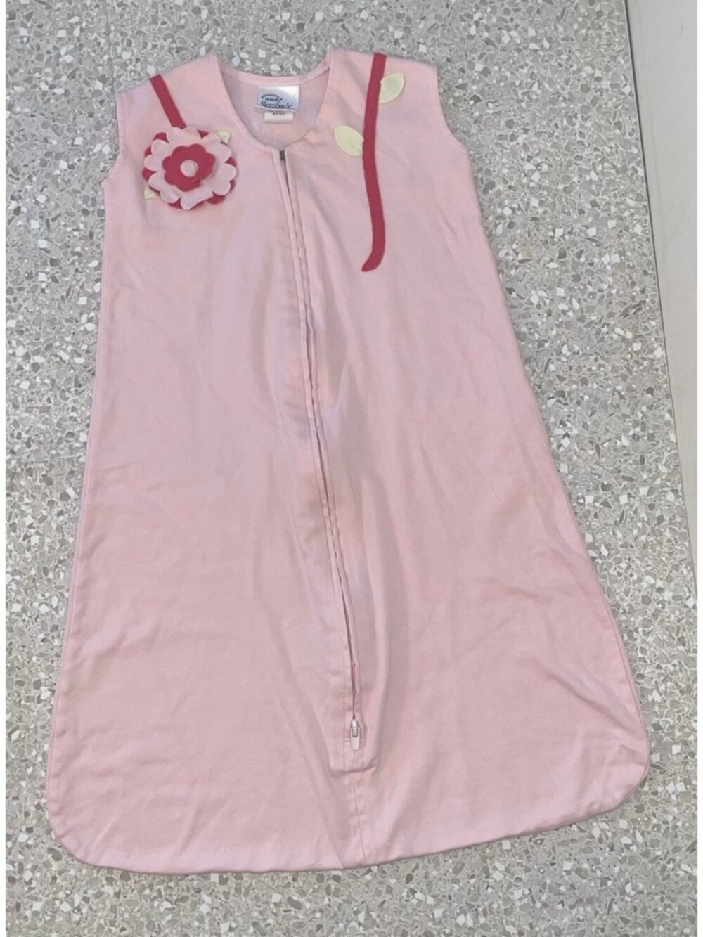 Halo Sleep Sack Pale Pink Floral Embellished Size Medium 6-12 Months 100% Cotton